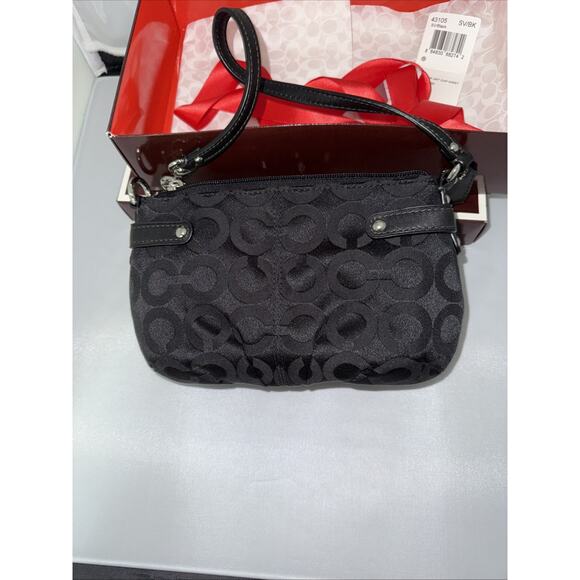 Coach 43105 Brooke Op Art Cap Wristlet Black New With Gift Box Approx 6”x4” - Picture 3 of 6